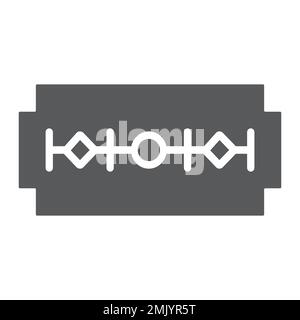 Razor blade glyph icon, barber and cut, edge sign, vector graphics, a solid pattern on a white background, eps 10. Stock Vector