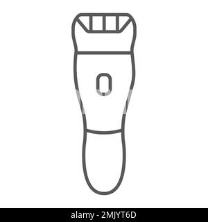Electric shaver thin line icon, barber and hairstyle, hairclipper sign, vector graphics, a linear pattern on a white background, eps 10. Stock Vector