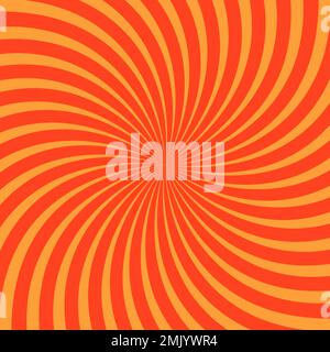 Orange Radial Sun Burst Isolated Square Vector Background Stock Vector