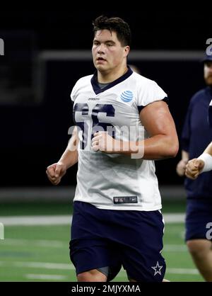 Dallas Cowboys rookie guard Connor McGovern (66) participates in drills  during a NFL football mini camp at the team's training facility in Frisco,  Texas, Friday, May 10, 2019. (AP Photo/Tony Gutierrez Stock