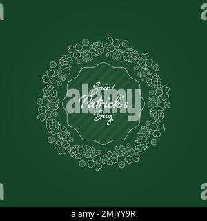 saint patricks day background with hop, shamrock and coins Stock Vector