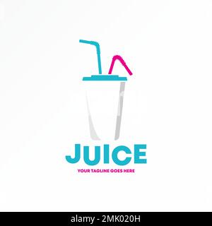 Simple Tea, ice, coffee, juice cup with drinking straw image graphic icon logo design Abstract concept vector stock symbol related to drink. Stock Vector