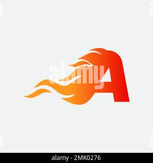 Letter A logo template with burning fire, easy to create and suitable for companies with eps vector format Stock Vector