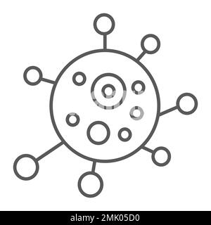 Virus thin line icon, bacterium and biology, microbe sign, vector graphics, a linear pattern on a white background, eps 10. Stock Vector