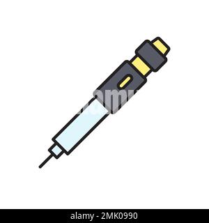 Insulin injection pen filled color icon. linear style sign for mobile concept and web design. Stock Vector