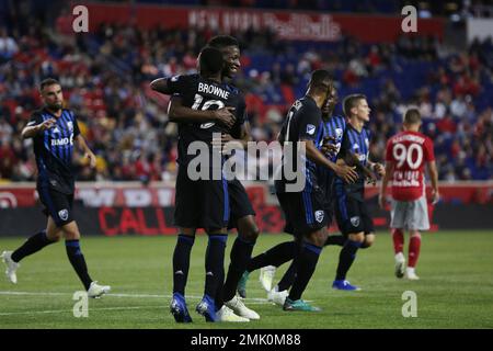 Montreal Impact fans cheer during the second half of a soccer match against  the New York Red Bulls, Saturday, April 14, 2018, in Harrison, N.J. (AP  Photo/Julio Cortez Stock Photo - Alamy