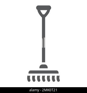 Rake glyph icon, agriculture and garden, instrument sign, vector graphics, a solid pattern on a white background, eps 10. Stock Vector