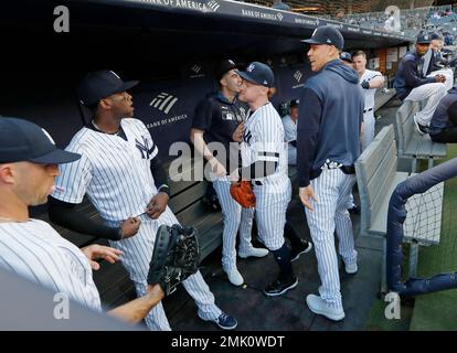 The Judge's Chambers, in session at Yankee Stadium - May 22, 2017: New York  Yankees left fielder Brett Gardner, left, …