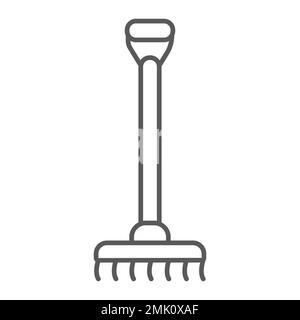 Rake thin line icon, agriculture and garden, instrument sign, vector graphics, a linear pattern on a white background, eps 10. Stock Vector
