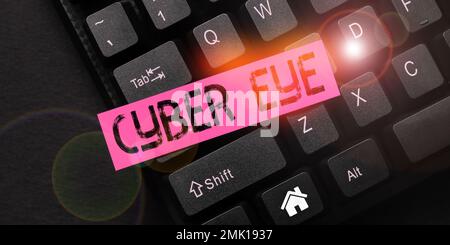 Text caption presenting Cyber Eye. Business overview tool engages in building smart technologies in cybersecurity Stock Photo