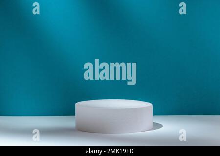 Podium 3D on a blue abstract background to show the product from copy space. High quality photo Stock Photo