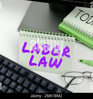 Hand writing sign Labor Law. Business concept rules relating to rights ...