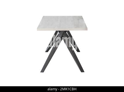 wooden table with metal legs on white background. Interior element Stock Photo