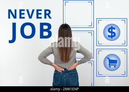 Sign displaying Never Job. Internet Concept Choosing a job that you enjoy and enhance will your abilities Stock Photo