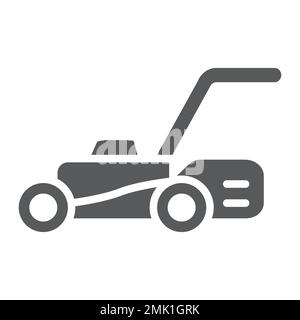 Lawn mover glyph icon, equipment and garden, cutter sign, vector graphics, a solid pattern on a white background, eps 10. Stock Vector