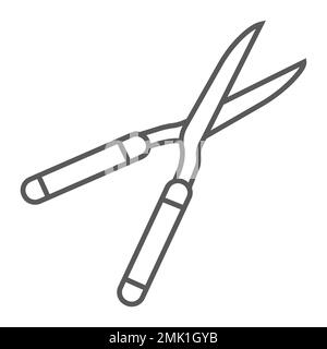 Secateurs thin line icon, equipment and garden, scissors sign, vector graphics, a linear pattern on a white background, eps 10. Stock Vector