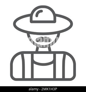 Farmer line icon, agriculture and farm, man sign, vector graphics, a linear pattern on a white background, eps 10. Stock Vector