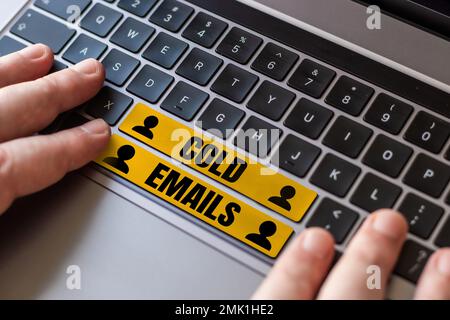 Text sign showing Cold Emails. Word for unsolicited email sent to a receiver without prior contact Stock Photo