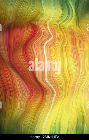 Multi-colored curved structured and striped wavy shape background in orange and green tones. Stock Photo