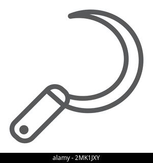 Sickle line icon, tool and agriculture, blade sign, vector graphics, a linear pattern on a white background, eps 10. Stock Vector