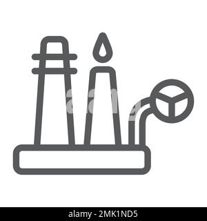 Oil refinery line icon, industrial and plant, factory sign, vector graphics, a linear pattern on a white background, eps 10. Stock Vector