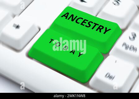 Text caption presenting Ancestry. Business concept the history or developmental process of a phenomenon object idea or style Stock Photo