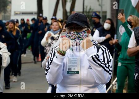 Non Exclusive: January 27, 2023, Mexico City, Mexico: Participants in the Cardio Box Physical Activation Macro class for the 80th anniversary of the I Stock Photo