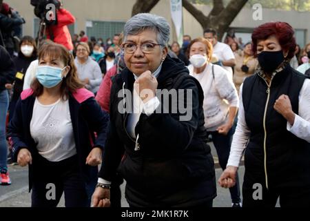 Non Exclusive: January 27, 2023, Mexico City, Mexico: Participants in the Cardio Box Physical Activation Macro class for the 80th anniversary of the I Stock Photo