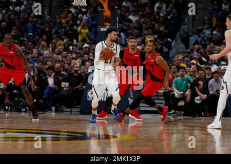 Denver Nuggets guard Reggie Jackson (7) in the first half of an NBA  basketball game Sunday, April 9, 2023, in Denver. (AP Photo/David  Zalubowski Stock Photo - Alamy