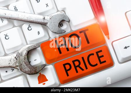 Conceptual caption Hot Price. Word Written on Buyer or seller can obtain something for a product sold or buy Stock Photo