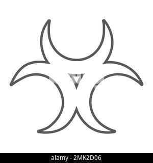 Biological threat thin line icon, alert and symbol, biohazard sign, vector graphics, a linear pattern on a white background, eps 10. Stock Vector