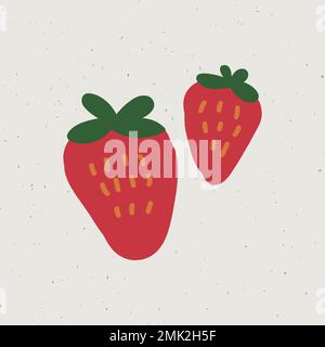 Cute strawberries doodle sticker vector Stock Vector