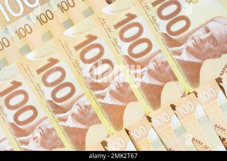 Canadian dollar bills, Canadian banknotes, currency of Canada Stock Photo