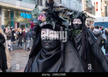 Glasgow, Scotland, UK. 28th January, 2023. Members of The Oil Slicks, environmental campaigners from the group Extinction Rebellion protesting in Argyle Street outside the premises of Barclays Bank. Credit: Skully/Alamy Live News Stock Photo