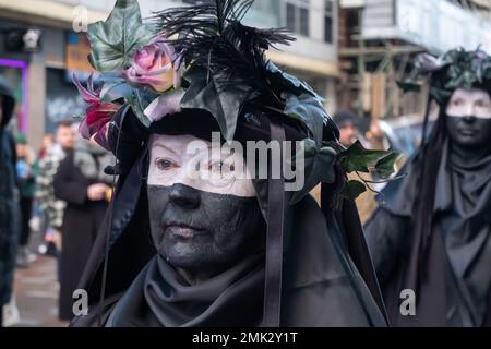 Glasgow, Scotland, UK. 28th January, 2023. Members of The Oil Slicks, environmental campaigners from the group Extinction Rebellion protesting in Argyle Street outside the premises of Barclays Bank. Credit: Skully/Alamy Live News Stock Photo