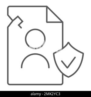 Breach personall data thin line icon, private and protect, privacy breach sign, vector graphics, a linear pattern on a white background, eps 10. Stock Vector