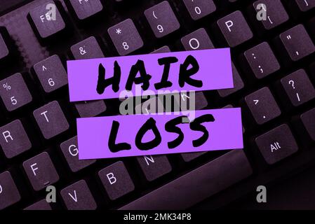 Text caption presenting Hair Loss. Conceptual photo Loss of human hair from the head or any part of the body Balding Stock Photo