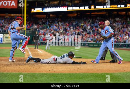 Toronto Blue Jays' Kevin Kiermaier plays during a baseball game, Wednesday,  May 10, 2023, in Philadelphia. (AP Photo/Matt Slocum Stock Photo - Alamy