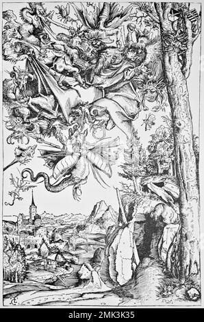 The temptation of St. Anthony Lucas Cranach The Elder, 1472-1553, famous painter and engraver. German 16th Century. Stock Photo