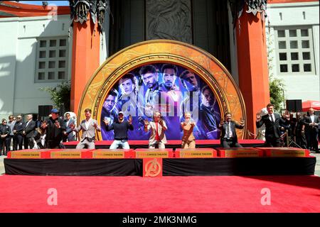 Marvel Studios' 'Avengers: Endgame' Cast Handprint Ceremony Featuring:  Kevin Feige, Chris Hemsworth, Chris Evans, Robert Downey Jr., Scarlett  Johansson, Mark Ruffalo, Jeremy Renner Where: Hollywood, California, United  States When: 23 Apr 2019