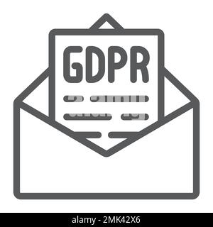 GDPR message line icon, privacy and protect, envelope sign, vector graphics, a linear pattern on a white background, eps 10. Stock Vector
