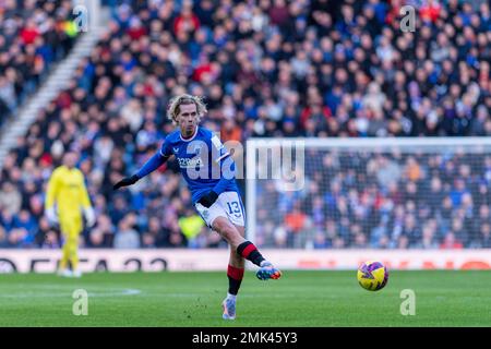 Glasgow, UK. 28th Jan, 2023. Glasgow, Scotland, January 28th 2023: Todd Cantwell of Rangers during the Cinch Premiership match between Rangers and St Johnstone at Ibrox Stadium, on January 28, 2023, in Glasgow, Scotland. (Richard Callis/SPP) Credit: SPP Sport Press Photo. /Alamy Live News Stock Photo