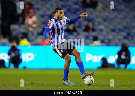 Sheffield, UK. 28th Jan, 2023. Akin Famewo #15 of Sheffield Wednesday during the Emirates FA Cup Fourth Round match Sheffield Wednesday vs Fleetwood Town at Hillsborough, Sheffield, United Kingdom, 28th January 2023 (Photo by Steve Flynn/News Images) in Sheffield, United Kingdom on 1/28/2023. (Photo by Steve Flynn/News Images/Sipa USA) Credit: Sipa USA/Alamy Live News Stock Photo