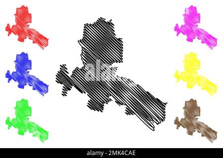 Asientos municipality (Free and Sovereign State of Aguascalientes, Mexico, United Mexican States) map vector illustration, scribble sketch Asientos ma Stock Vector