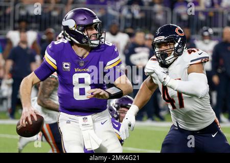 FILE - Chicago Bears offensive lineman Jason Peters (71) blocks during an  NFL football game against the Cleveland Browns, Sunday, Sept. 26, 2021, in  Cleveland. Age is a funny thing in the