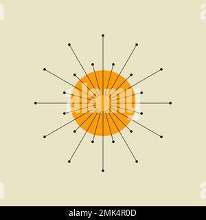 Tattoo sun, thin rays icon. Linear star, sunburst logo Stock Vector