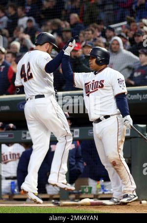 CLEVELAND, OH - APRIL 28: Willians Astudillo (64) of the Minnesota Twins  looks up after hitting a solo home run in the third inning of a game  against Stock Photo - Alamy