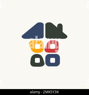 Abstract house icon, real estate agency vector logo Stock Vector