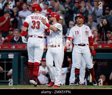 Los Angeles, United States. 28th Apr, 2021. Cincinnati Reds right fielder Jesse  Winker (33) during a MLB game against the Los Angeles Dodgers, Wednesday,  April 28, 2021, in Los Angeles, CA. The