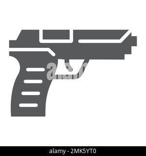 Pistol gun glyph icon, weapon and army, handgun sign, vector graphics, a solid pattern on a white background, eps 10. Stock Vector